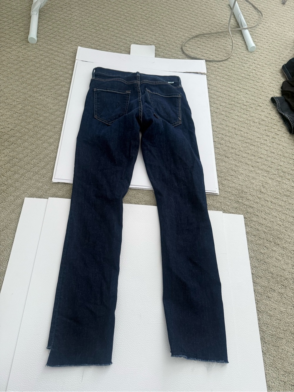 MOTHER Dark Indigo Straight-Leg Jeans with Raw Hem - Picture 7 of 8